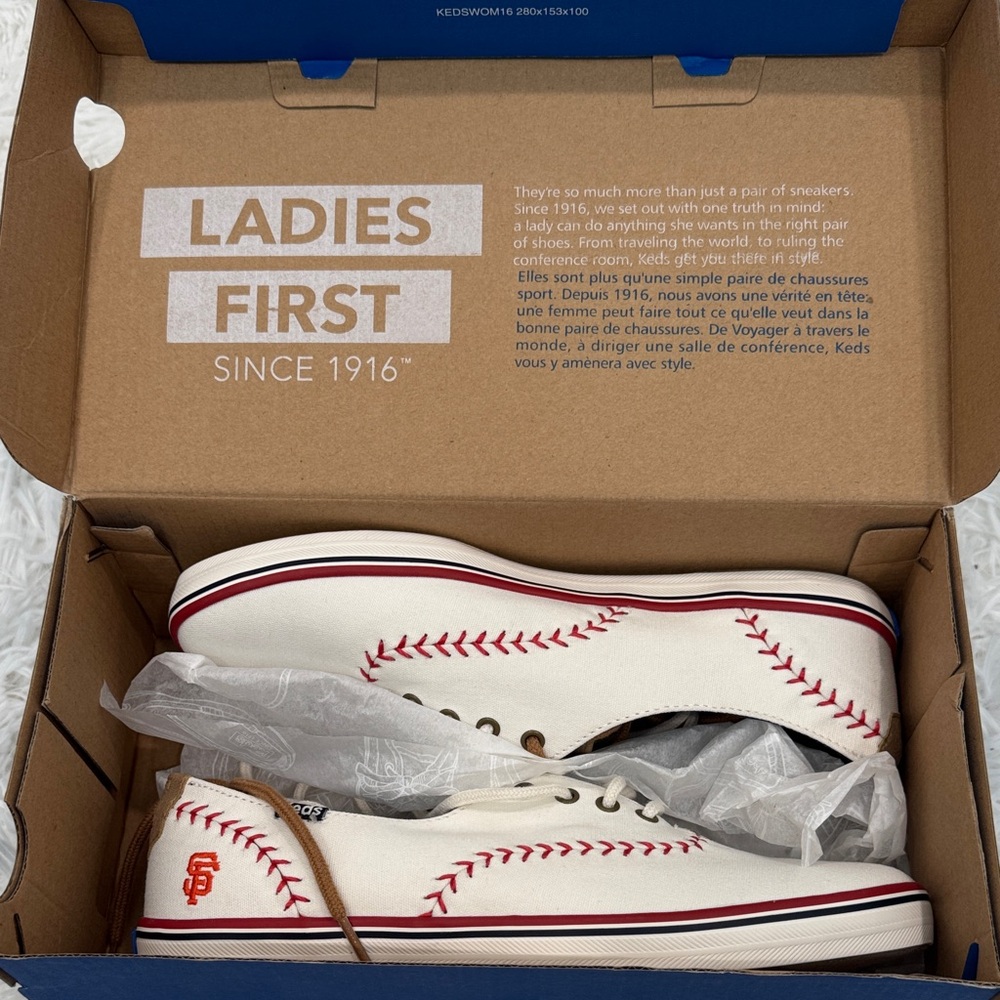 Keds Women's MLB SF GIANTS White Sneakers with Ortholite Comfort- SIZE 7